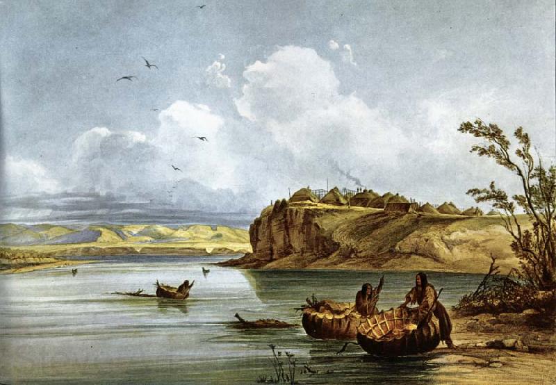 Karl Bodmer Bull-Boats Norge oil painting art
